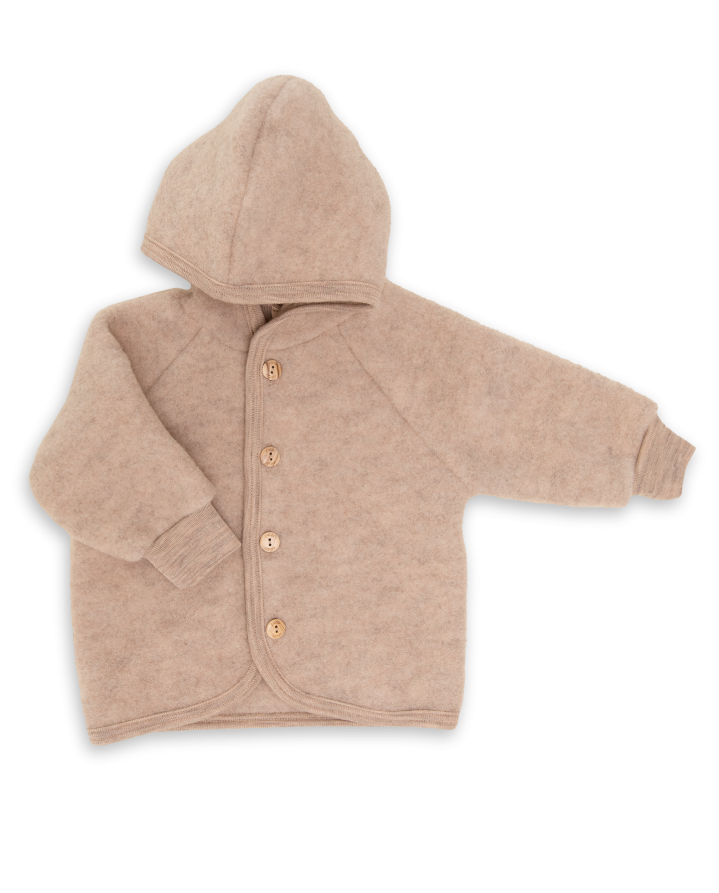 Engel Baby- und Kinder-Kapuzenjacke mit Holzknöpfen, Wollfleece