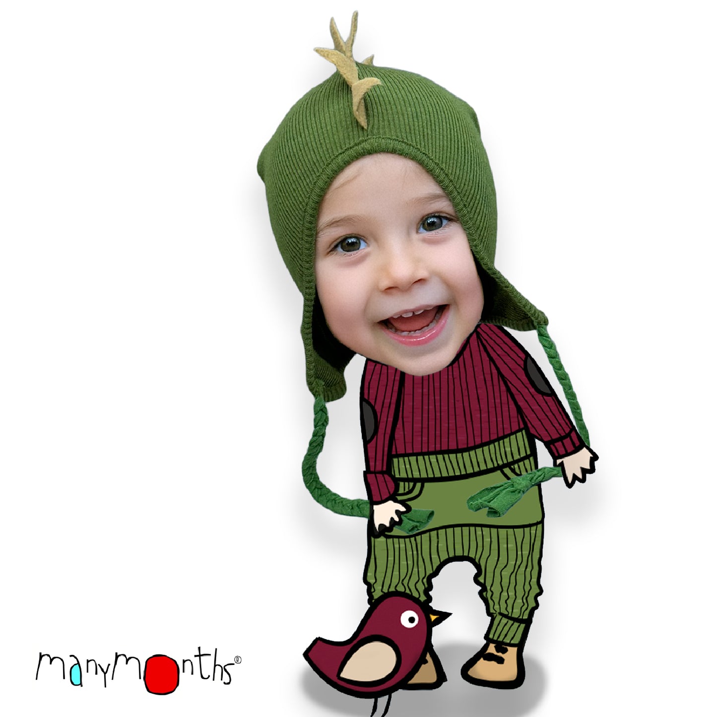 ManyMonths Natural Woollies Dino (Earflap) Beanie UNiQUE