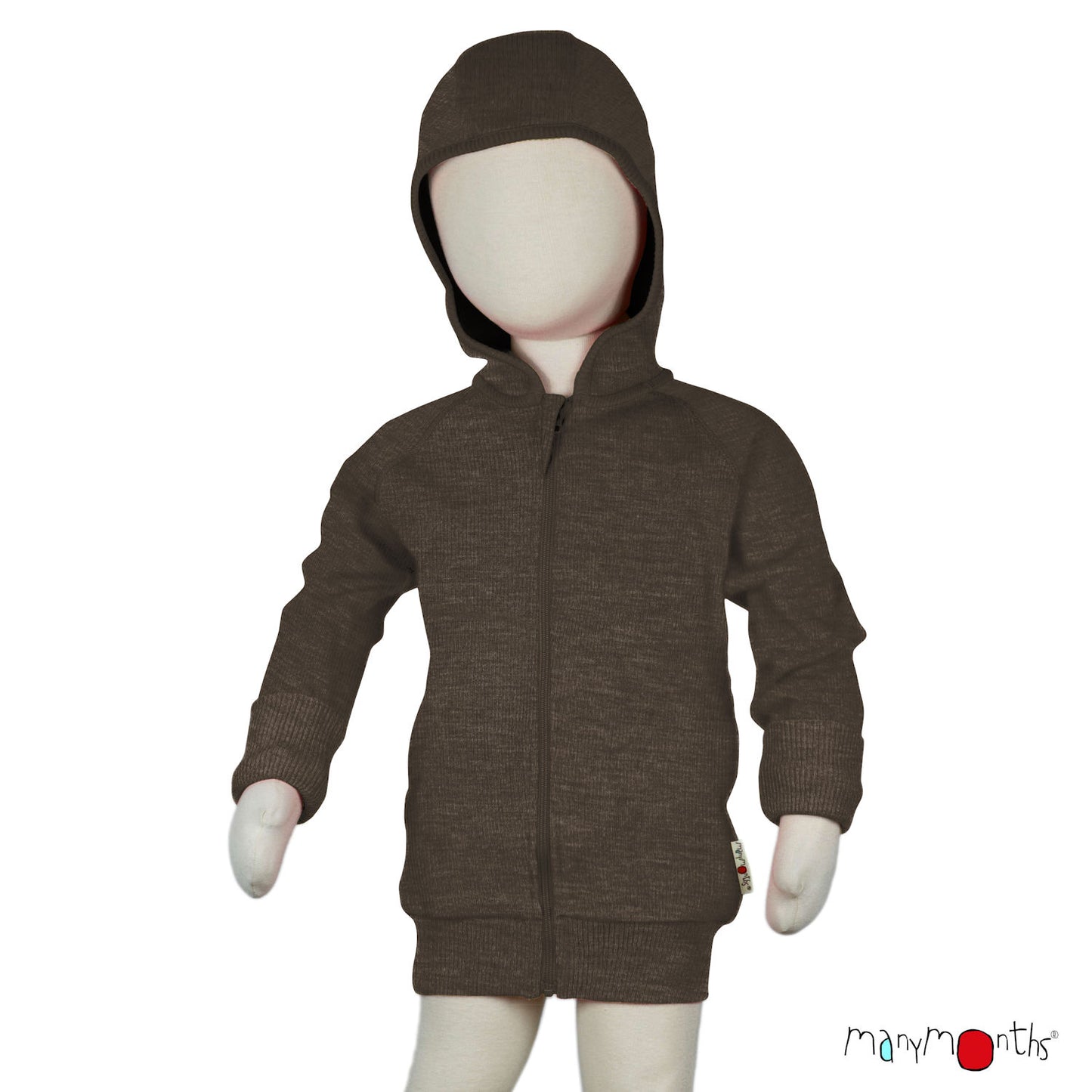 ManyMonths Natural Woollies Hooded Zip Cardigan with side Pockets