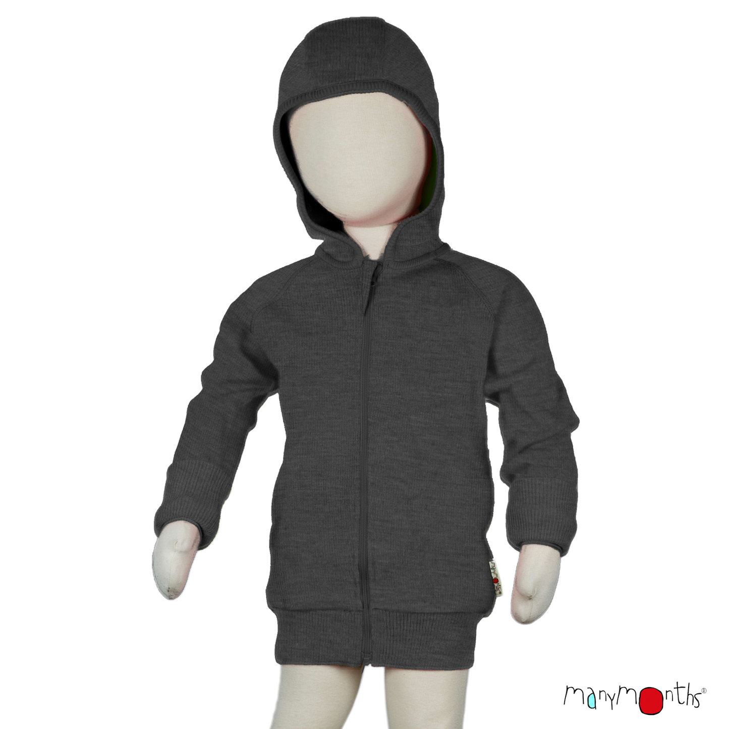 ManyMonths Natural Woollies Hooded Zip Cardigan with side Pockets